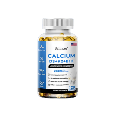 Balincer Vegan Dietary Supplement 120 Tablets: Calcium +Vitamin D3 + K2 + B12