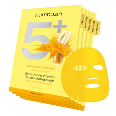 Numbuzin No. 5+ Glutathione Vitamin Concentrated Mask 27ml, 1 Sheet